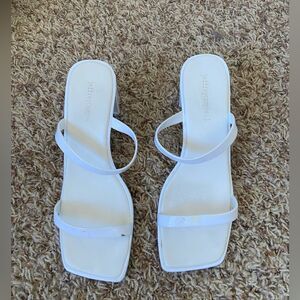 Jeffrey Campbell White Rubber Statement Heeled Sandals Size 7